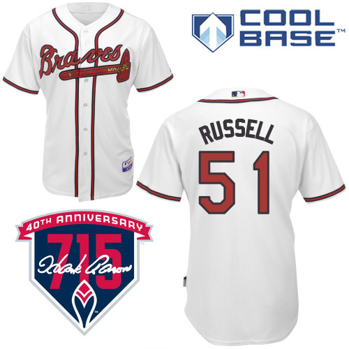 James Russell #51 MLB Jersey-Atlanta Braves Men's Authentic Home White Cool Base Baseball Jersey